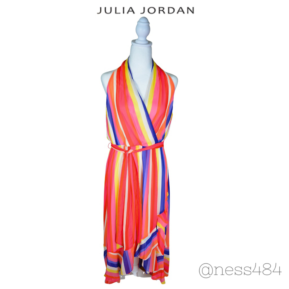 NWT Julia Jordan Striped Halter Dress Size 6 Multi-color